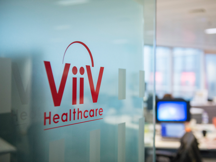 ViiV logo on glass wall
